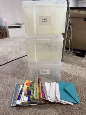 Clear Stackable Plastic Card Storage Boxes - Translucent White